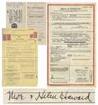 1950 Grant Deed Signed by Moe Moe & Helen Howard; Notice of Completion for His Home Twice-Signed by Moe; Unsigned 1961 Grant Deed -- Various Sizes -- Very Good Condition